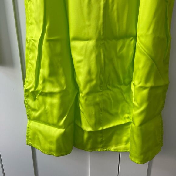 ETTITUDE Sateen Slip Dress in Lime Green medium NIB - Picture 6 of 9